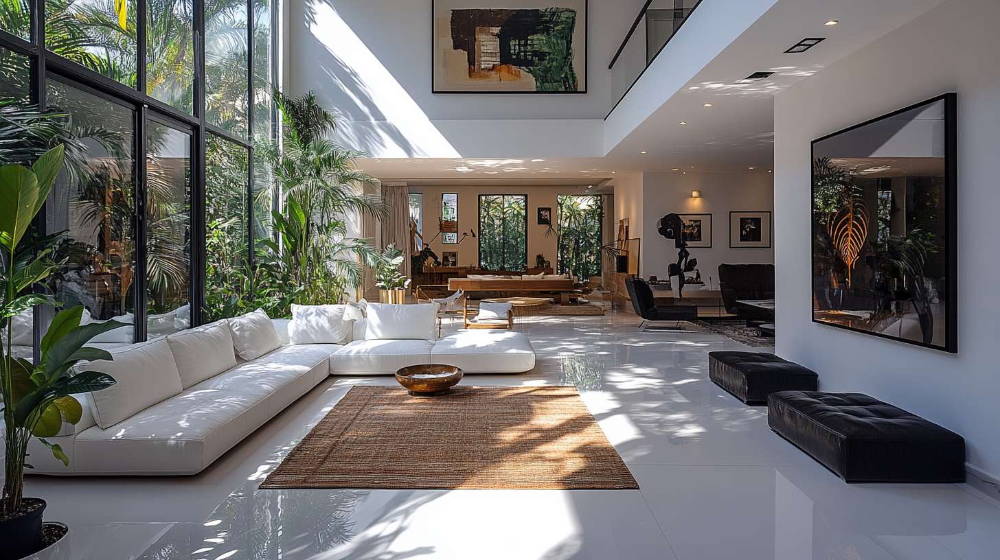 White luxury living room representing property viewings